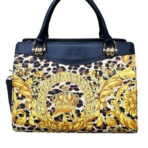 Vintage Gianni Versace Baroque & Leopard Print Top Handle / crossbody Bag